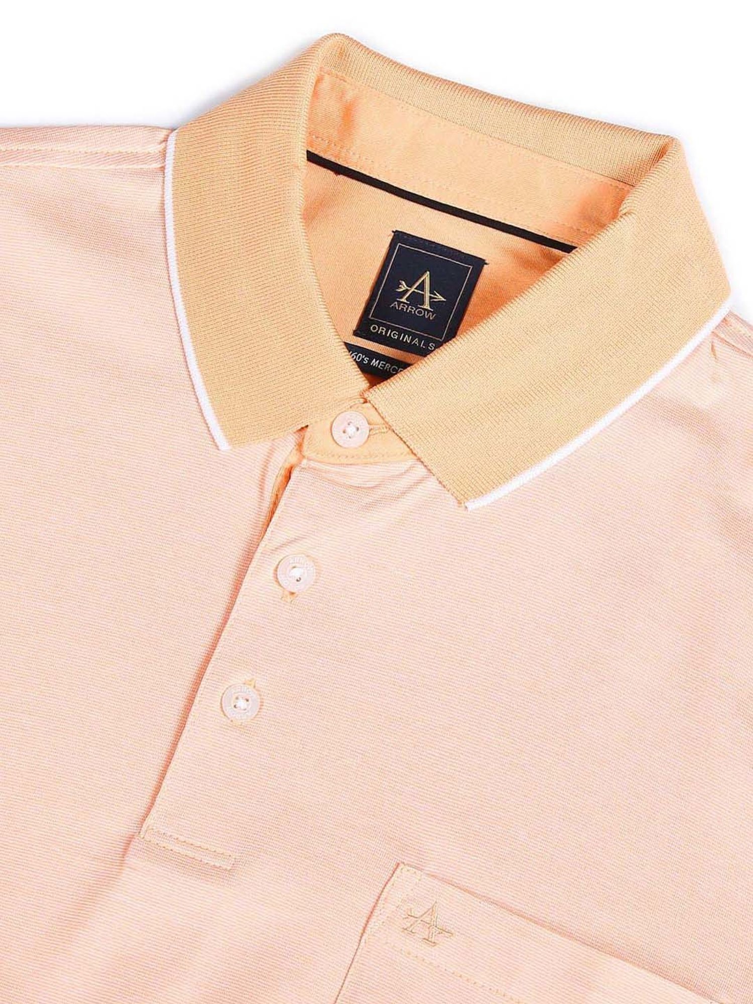 Arrow Peach Cotton Regular Fit Self Pattern Polo T-Shirt