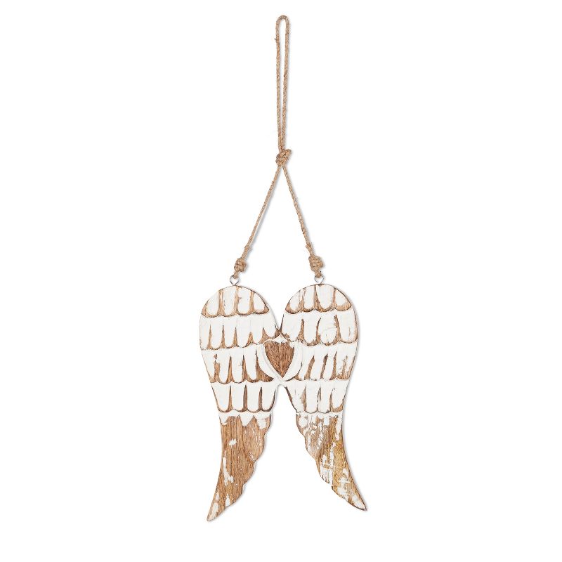 Lone Elm Studios Set of 2 Hanging Mango Wood Angel Wings