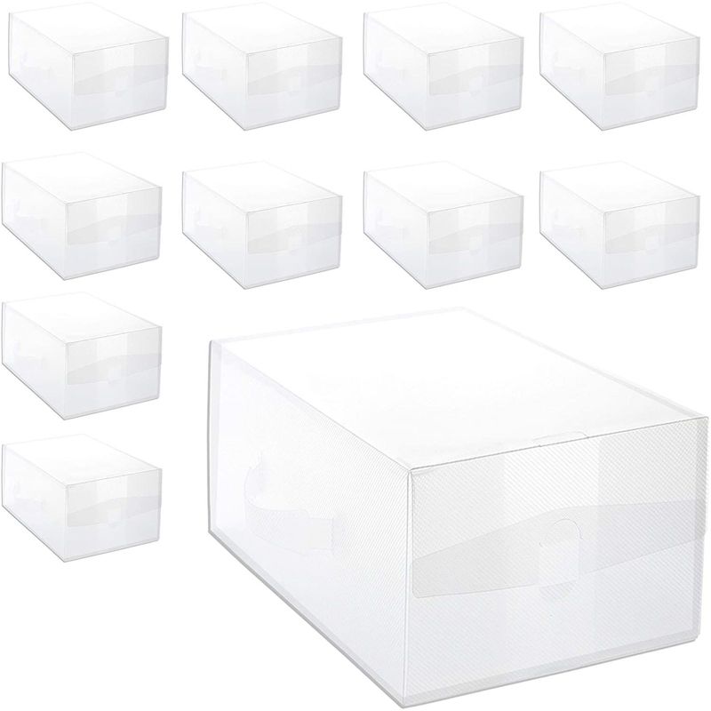 Juvale 10 Packs Stackable Shoe Storage Boxes, Plastic Shoe Box (13 x 8.25 x 5.1 In)