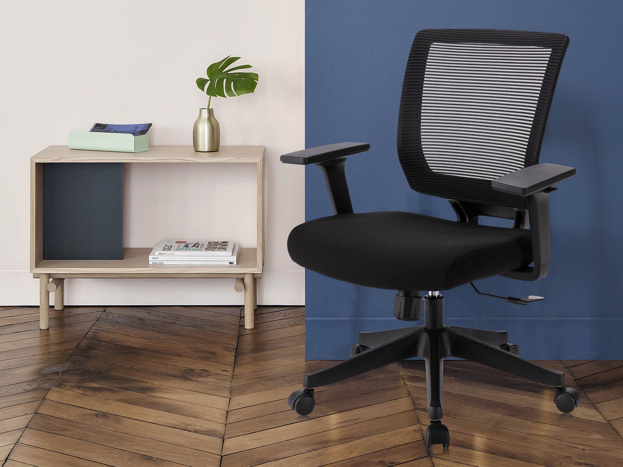 Black Breathable Mesh Back Office Chair Computer Desk Chair,-Padded Seat Height & Arms Adjustable