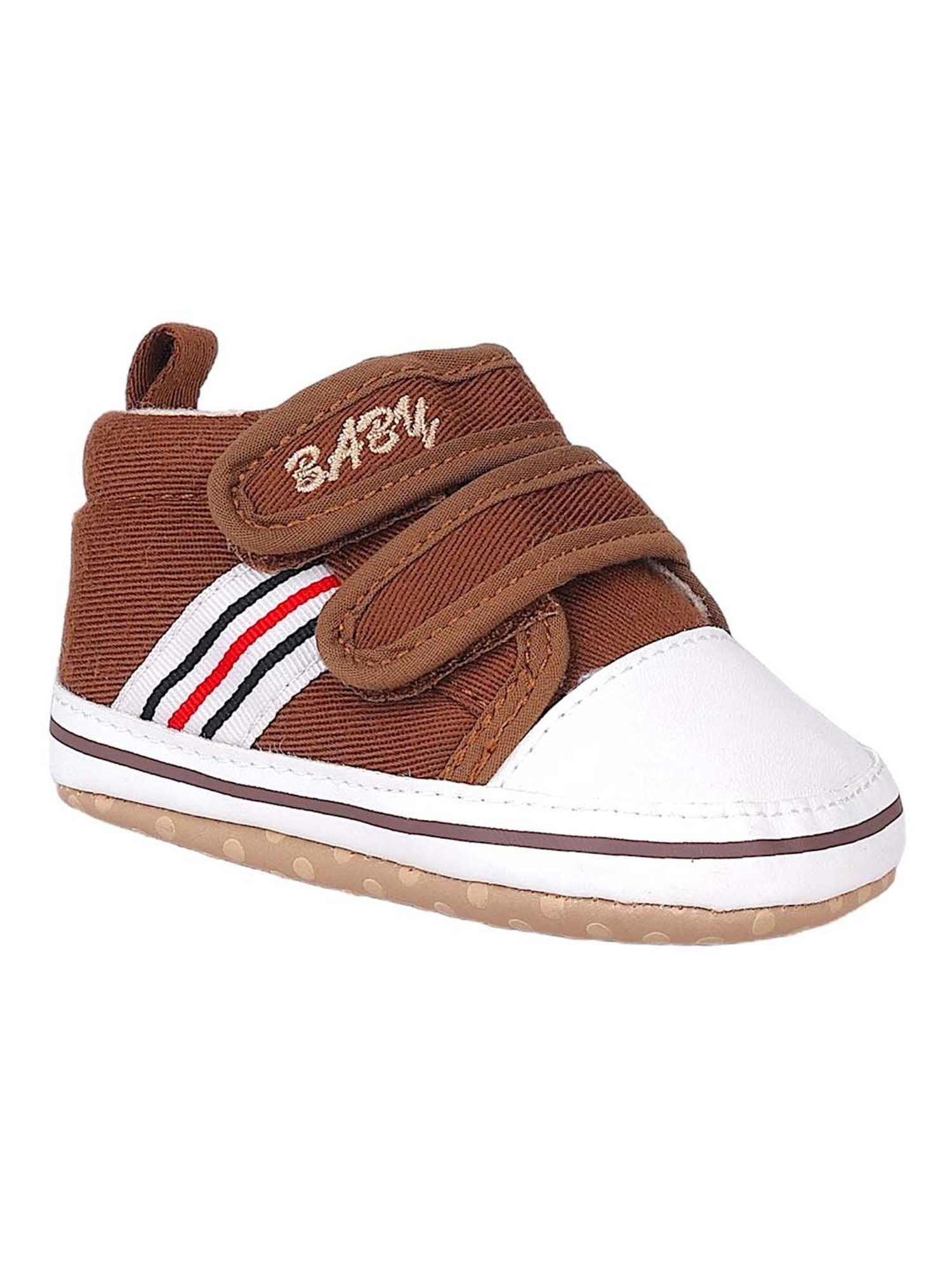Baby Moo Kids Brown & White Velcro Shoes