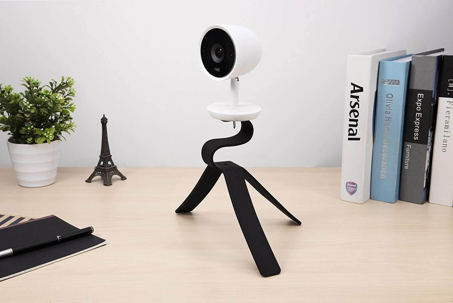 Versatile Quadpod Mount for The Nest Cam IQ - Made of, Sturdy Silicone. Attach Your Nest Cam IQ Wherever You Like Without Tools or Wall Damage by Wasserstein (Black)