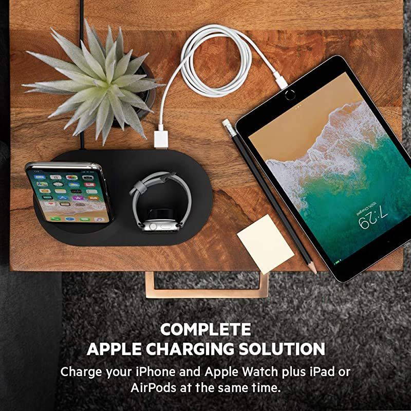 F8J235ttBLK Boost Up Wireless Charging Dock Apple Charging Station for Iphone + Apple Watch + USB Port Apple Watch Charging Stand iPhone Charging Station iPhone Charging Dock Black