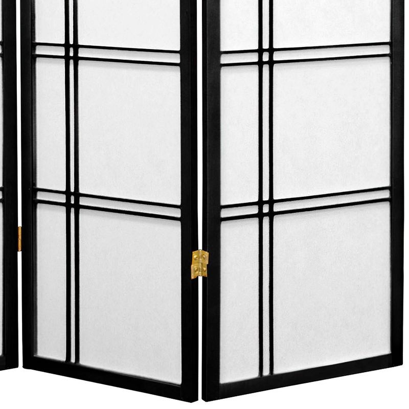 4 ft. Tall Double Cross Shoji Screen - Black (6 Panels) - Oriental Furniture