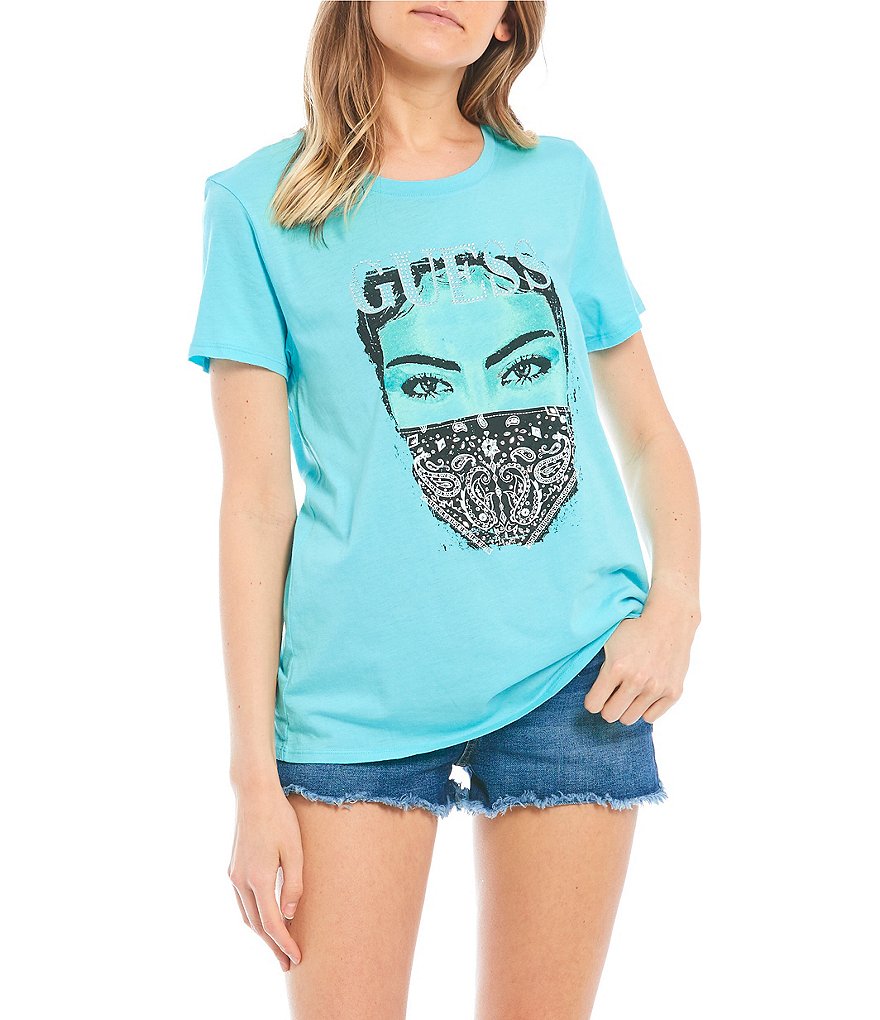Guess 40th Anniversary Bandana Mask Short Sleeve Graphic Tee
