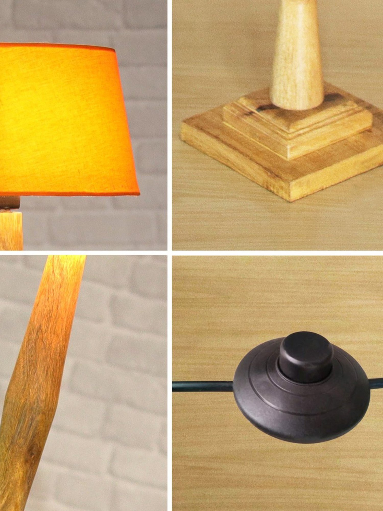 Homesake 'Antique' Orange & Brown Wood Tall Floor Lamp With Shade & Bulb - Set of 1