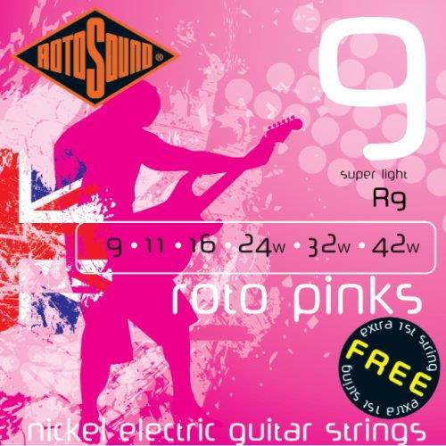 Rotosound R9 Roto Pinks Nickel Electric Guitar String Set, Super Light