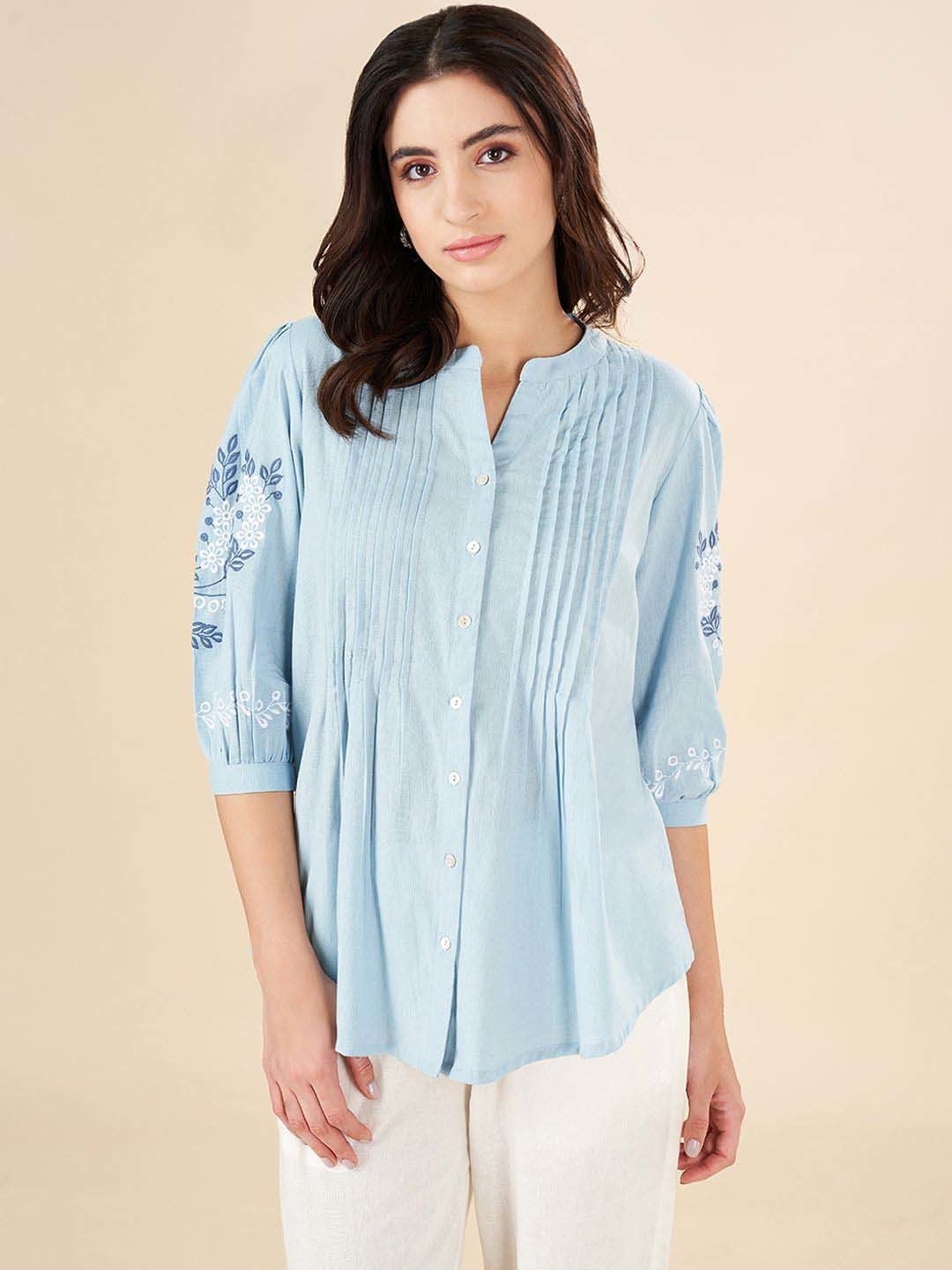 Akkriti by Pantaloons Dream Blue Printed Tunic