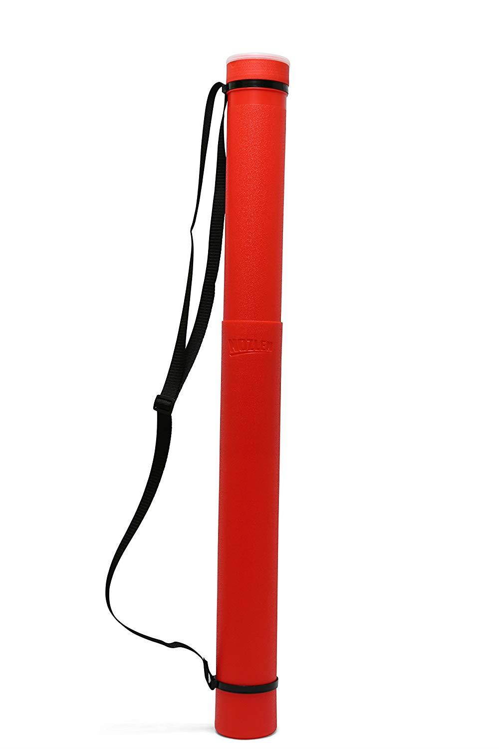 Nozlen Document Poster Tube - Red Plastic Storage Tube Expands from 24.5" up to 40" with Clear ID Card Cap - Water and Light Resistant - Telescoping For Posters, Artwork and Drawings Model DT3203