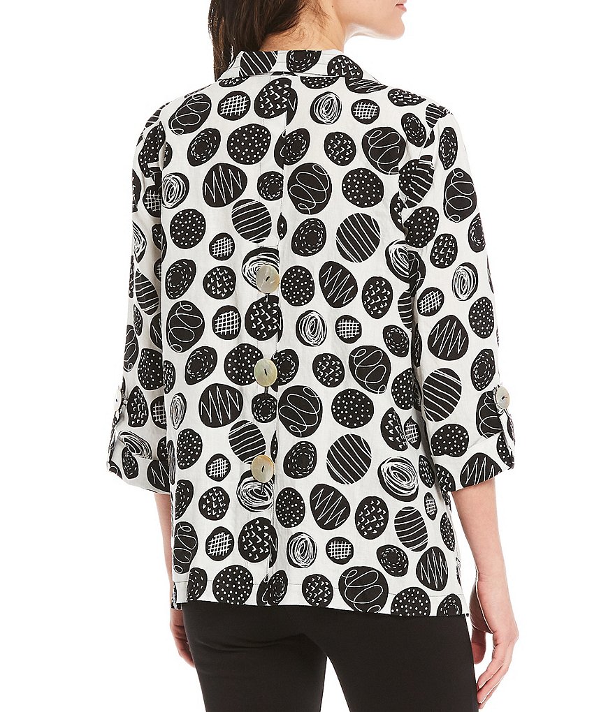 Ali Miles Large Button Front Linen Pocket Blouse