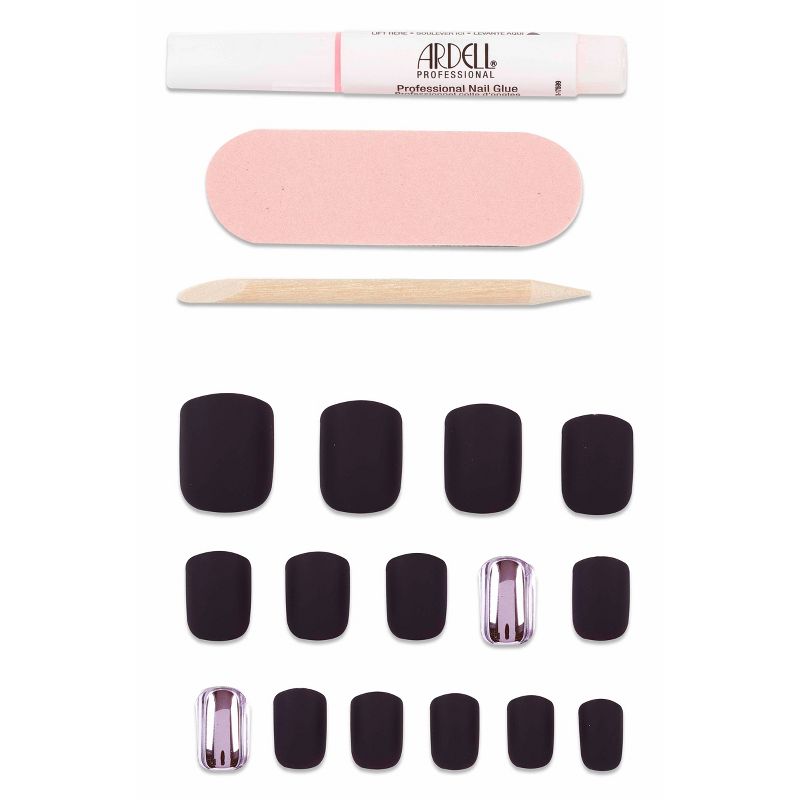 Ardell Nail Addict False Nails - Burgundy Chrome - 24ct