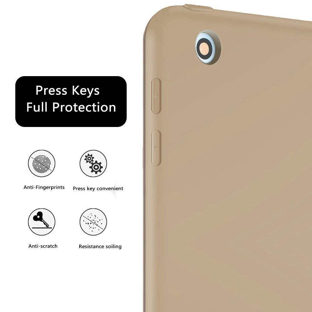 iPad Air 1st Gen 2013 9.7 Inch Case Soft Silicone Back (?For Extra Shock Protection) TriFold Ultra Slim Smart Cover Auto Sleep / Wake, Multi-Angle Stand [iPad Air 1st Gen 9.7&rdquo;]? Soft Back - Gold