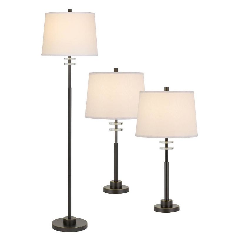 59" 3-way Floor Lamp and (28") Set of 2 Table Lamps Dark Bronze - Cal Lighting