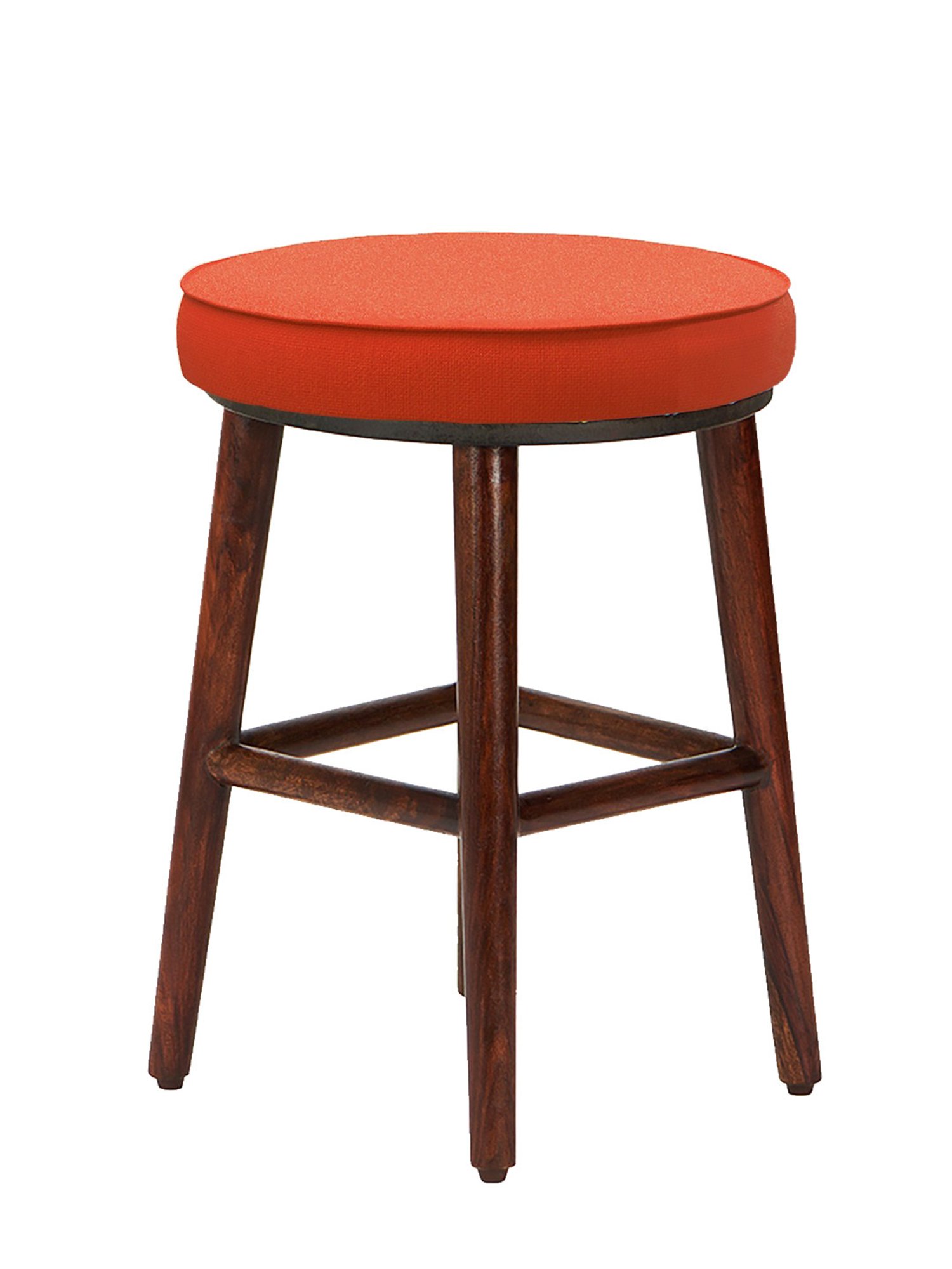Chumbak English Carribean Solid Coral Orange Wood Cafe Stool