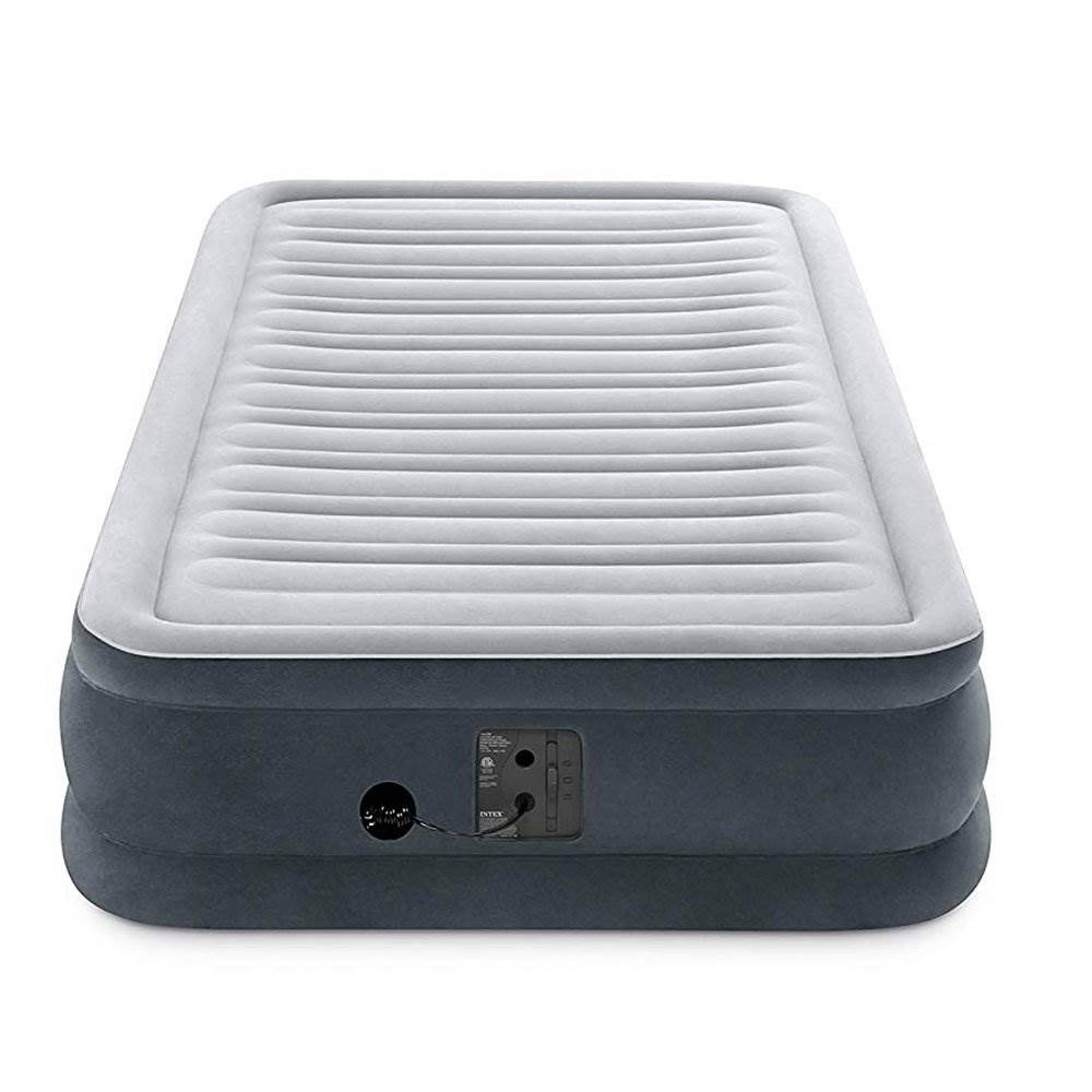 Intex 67765EP Dura Beam Plus Series 13" Mid Rise Airbed with Built In Electric Pump, Twin, Gray