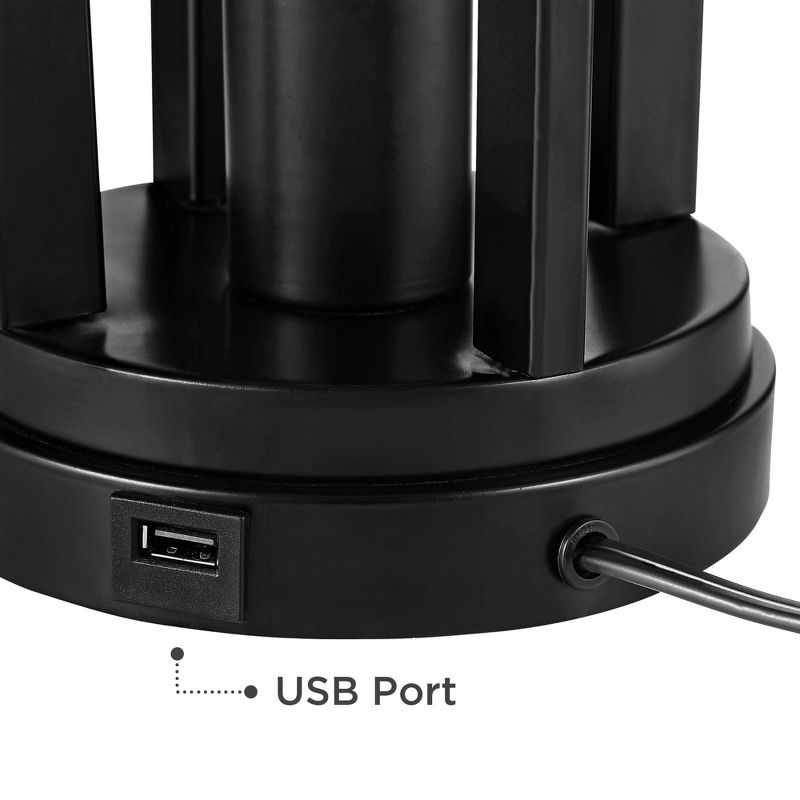 360 Lighting Marcel Black LED USB Night Light Black Shade Table Lamps Set of 2