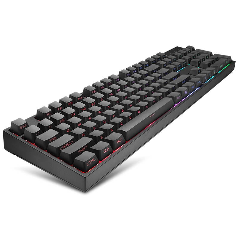Cooler Master CK372 Cherry MX Red, Ergonomic Design, N-KeyRollover Cool Exterior USB Wired Side-printed, RGB Backlit  Mechanical Gaming Keyboard, PBT Keycaps - Black