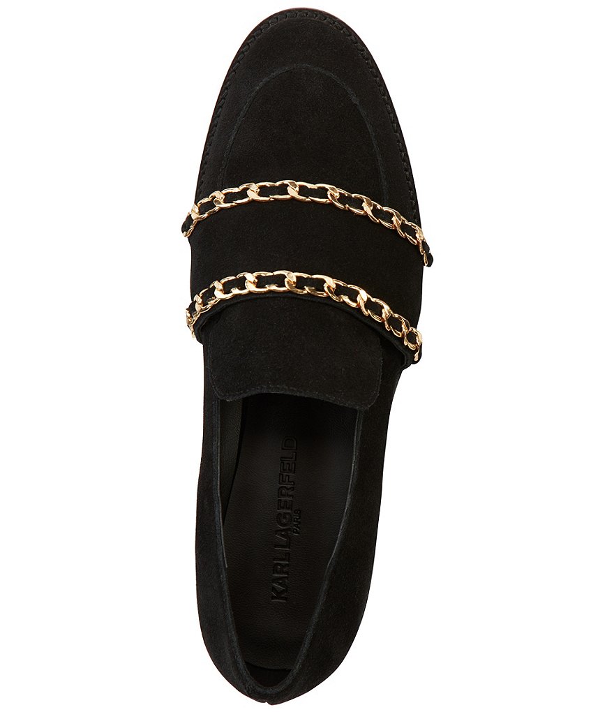 KARL LAGERFELD PARIS Irene Suede Chain Slip Ons