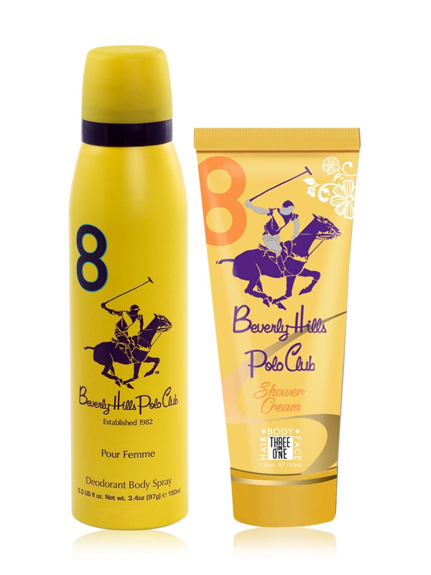 Beverly Hills Polo Club Sport No.8 Gift Set for Women with Body Spray & Shower Cream