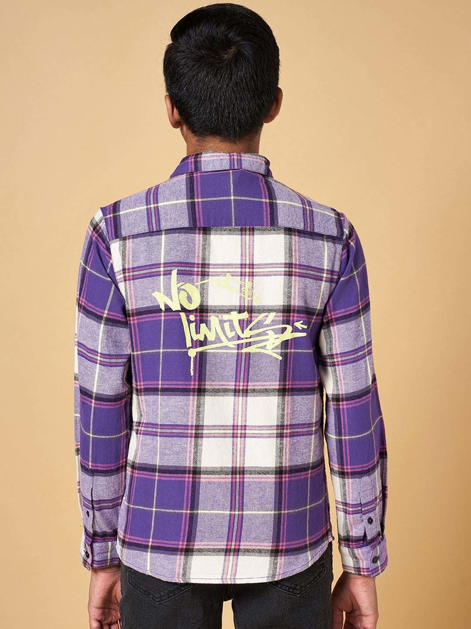 Coolsters by Pantaloons Boys Purple & White Cotton Chequered Full Sleeves Shirt