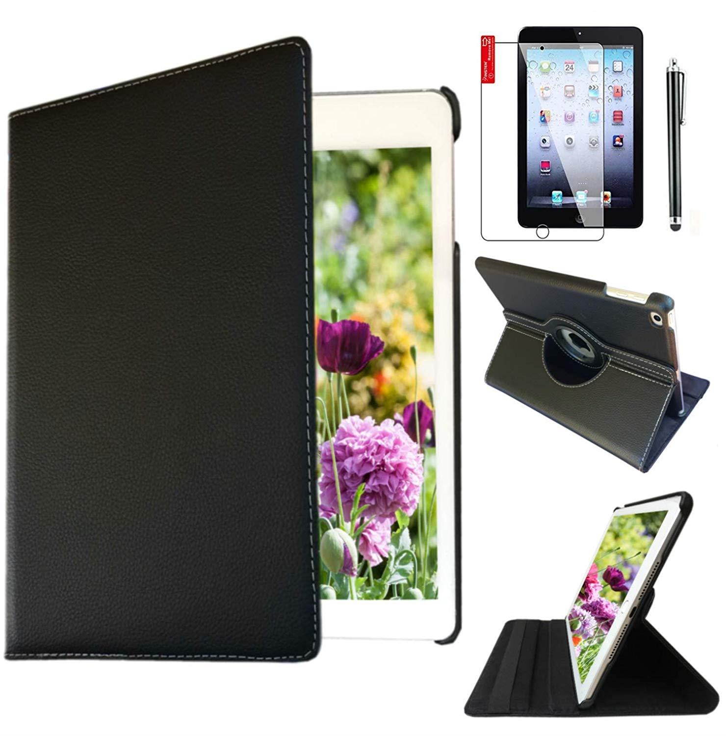 iPad Air 1st Generation case Compatible Models A1474 A1475A1476 MD785LL/A MD876LL/A 360 Rotating Stand with Wake Up/Sleep Function (Black)