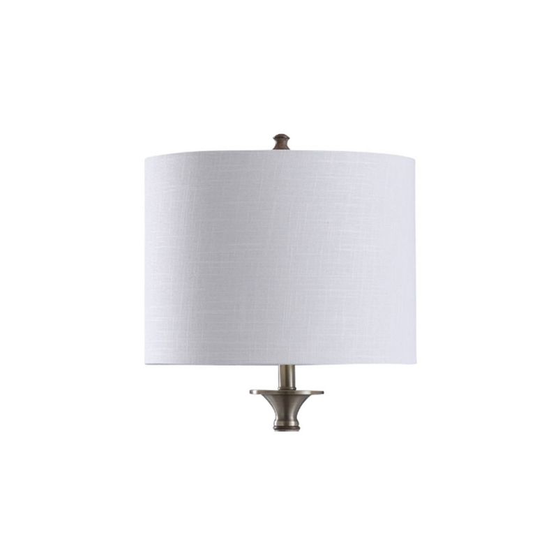 Roanoke Wood Grain Textured Urn Table Lamp with Drum Shade White - StyleCraft