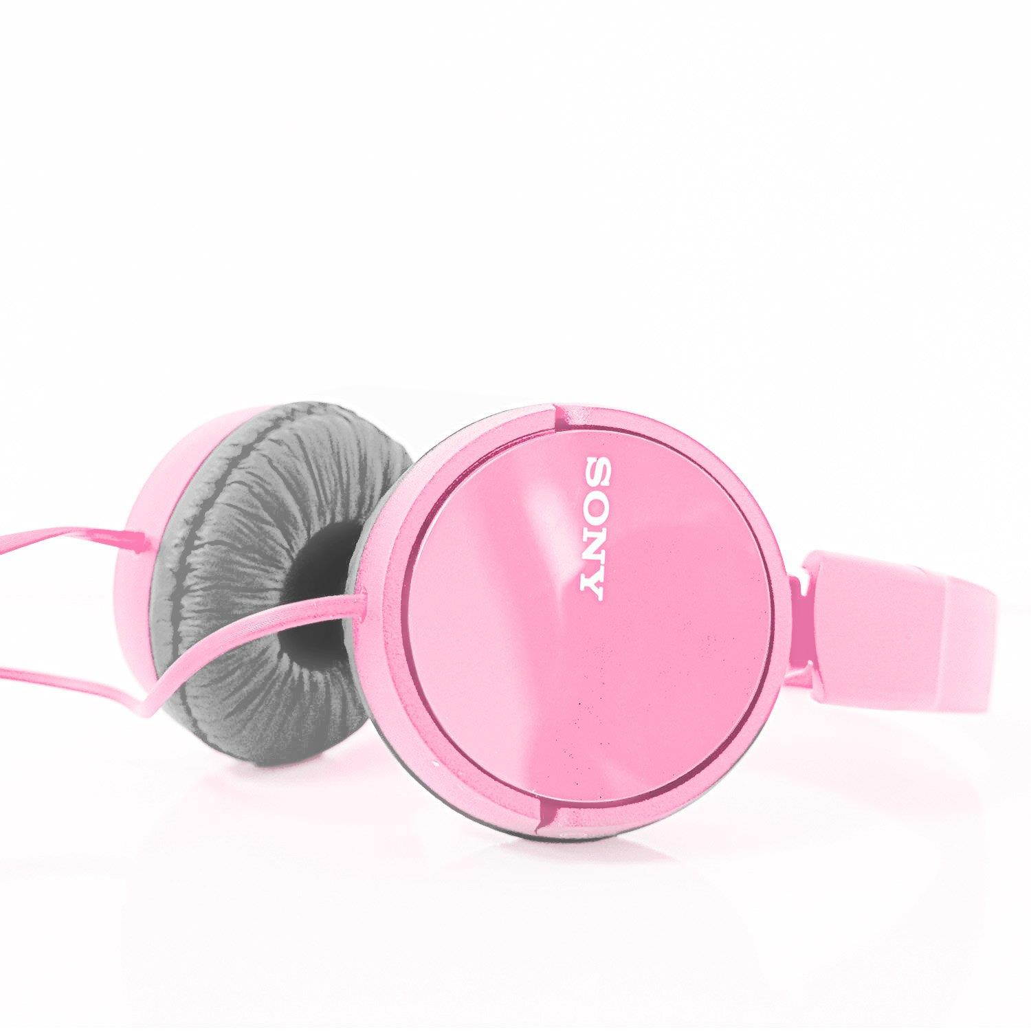 SONY Over Ear Best Stereo Extra Bass Portable Foldable Headphones Headset for Apple iPhone iPod/Samsung Galaxy/mp3 Player/3.5mm Jack Plug Cell Phone (Rose)