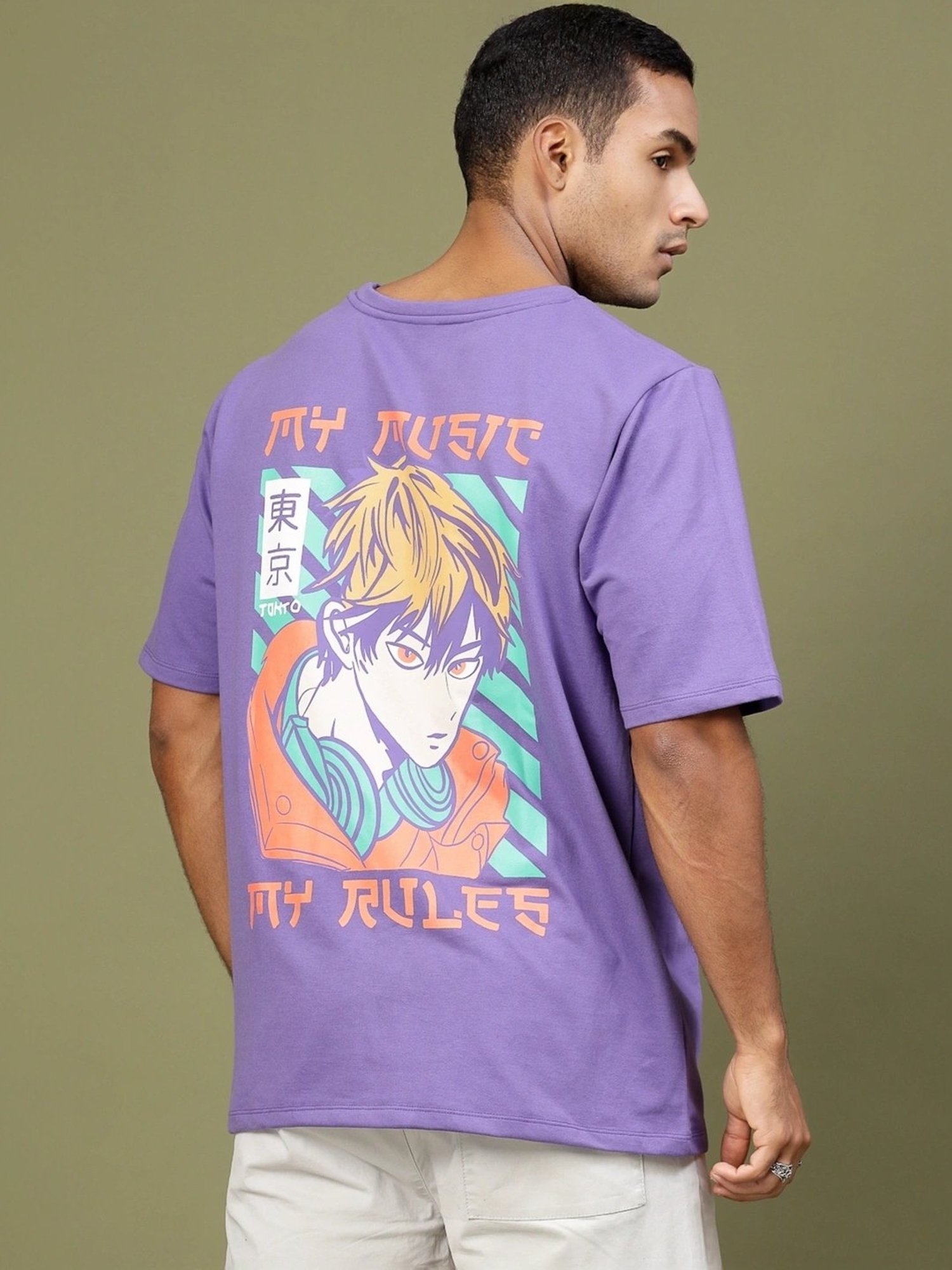 Rigo Purple Cotton Loose Fit Typography T-Shirt