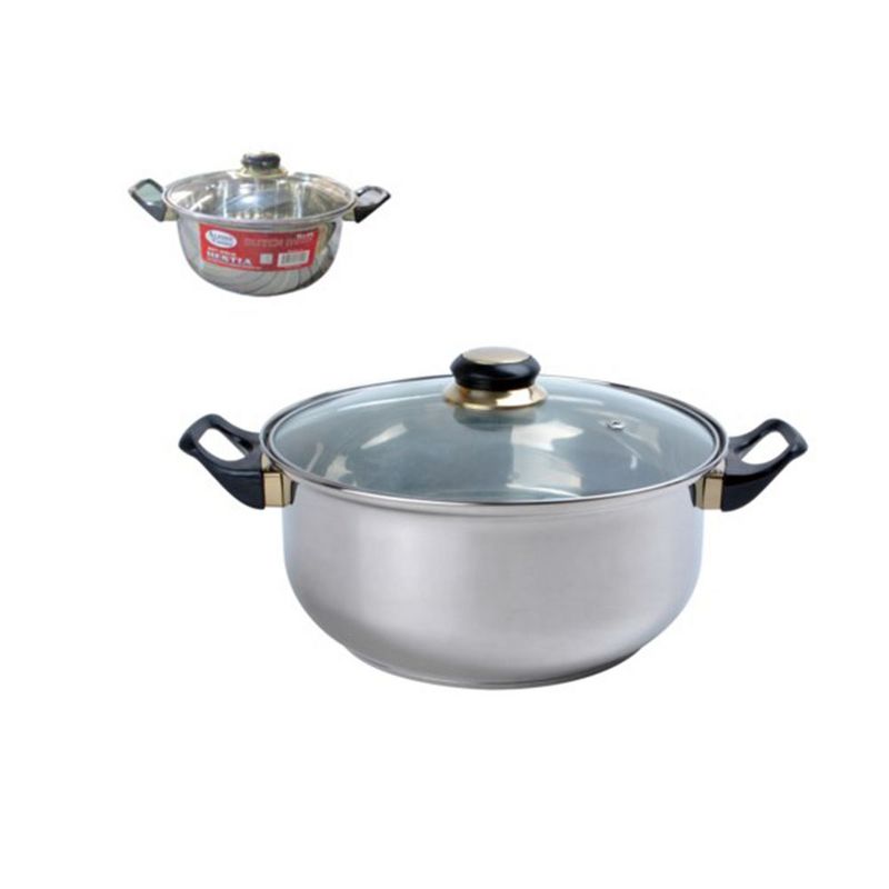 Alpine Cuisine 2 Quart Stainless Steel Dutch Oven Pot with Tempered Glass Lid and Carrying Handles for Sauces, Stews, and More, Silver