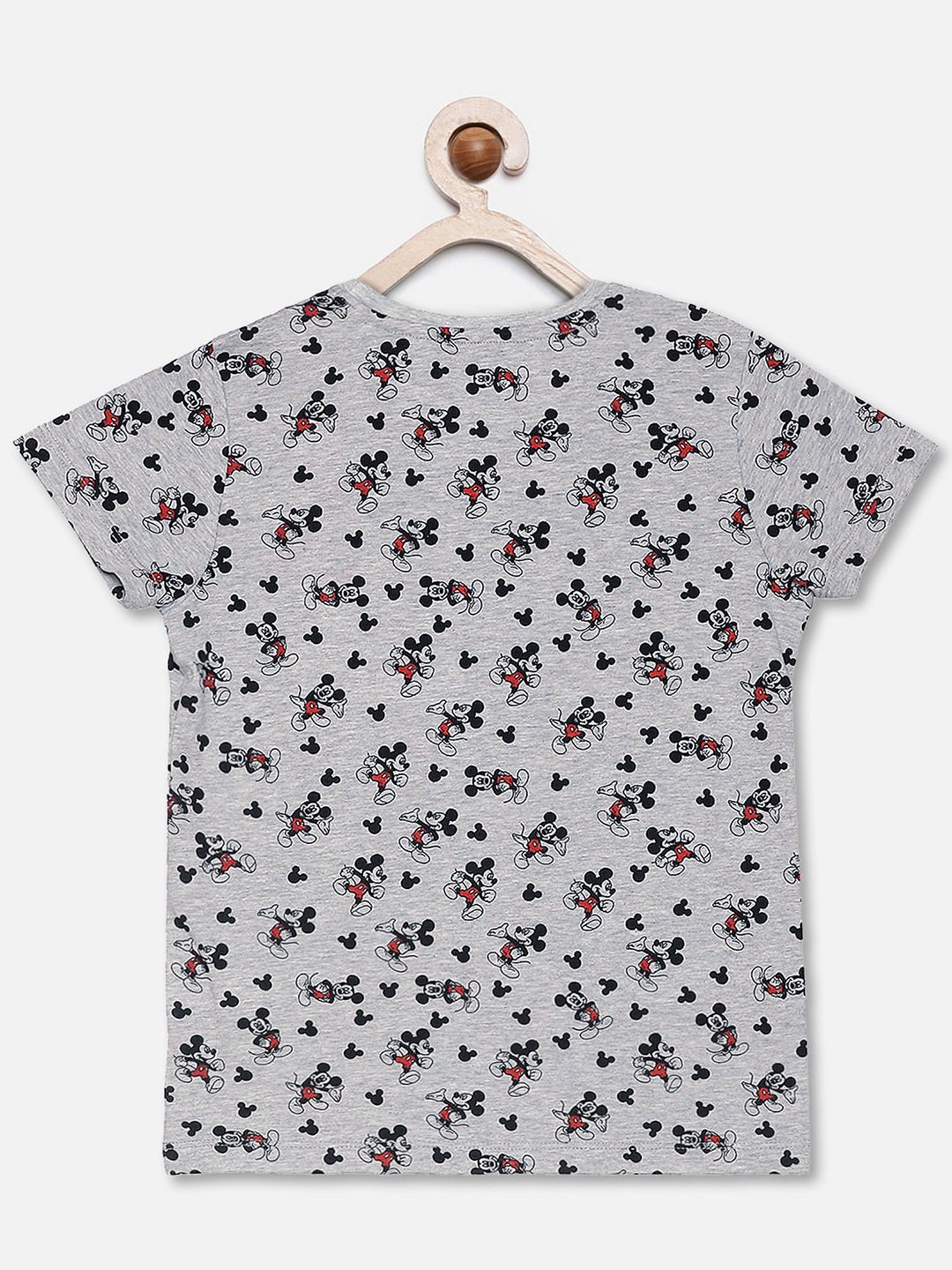 Kidsville Kids Grey Melange Mickey Print T-Shirt with Shorts