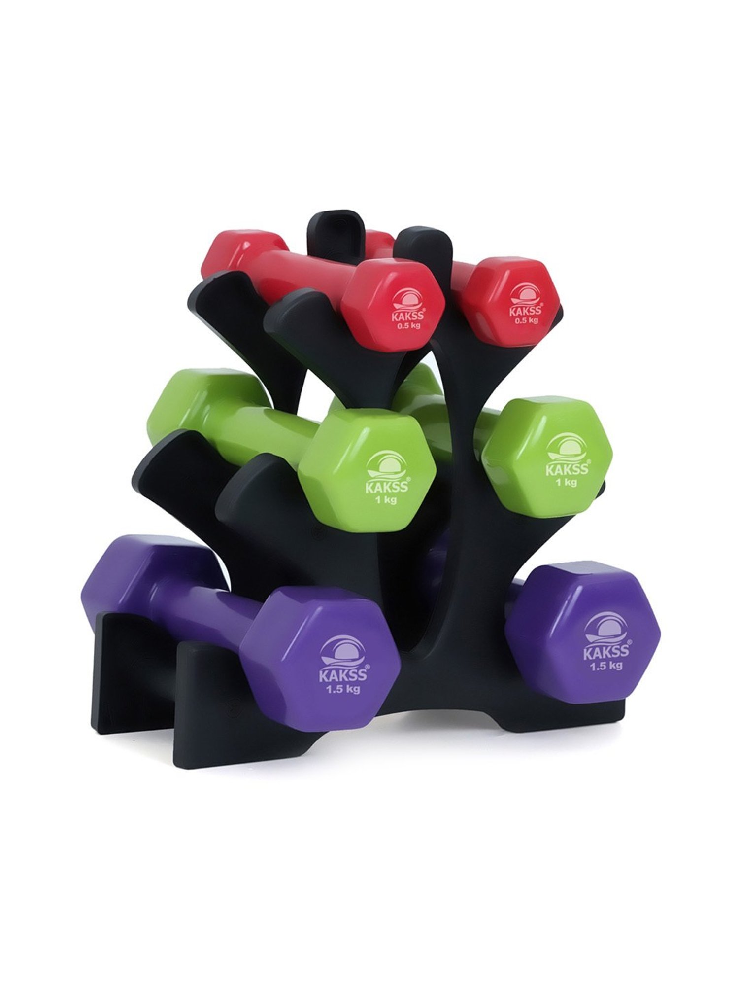 KAKSS Cast Iron Vinyl Coated Dumbbells (Multicolor) Size - 6KG