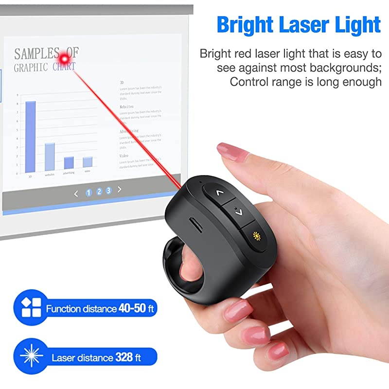 for Bluetooth Presentation Remote Powerpint Clicker RF 24 GHz Dual Modes USB Wireless Presenter Presentation Laser Pointer Slide Advancer for MacKeynotePCPPT