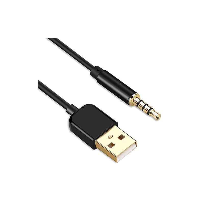 35mm Male Jack to USB Charge and Data Cable for iPod Shuffle SYRYN Waterproof MP3 Player Headphones Black