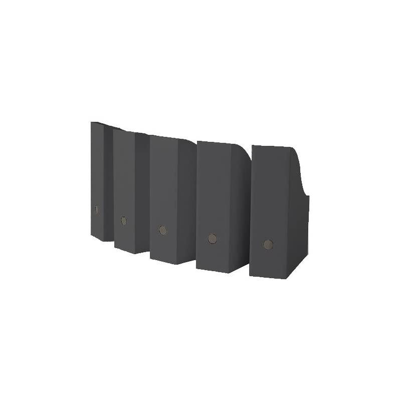 Magazine File Holders Storage Boxes 12 1/4"H x 3 1/2"W x 9 3/4"D (5 Black)