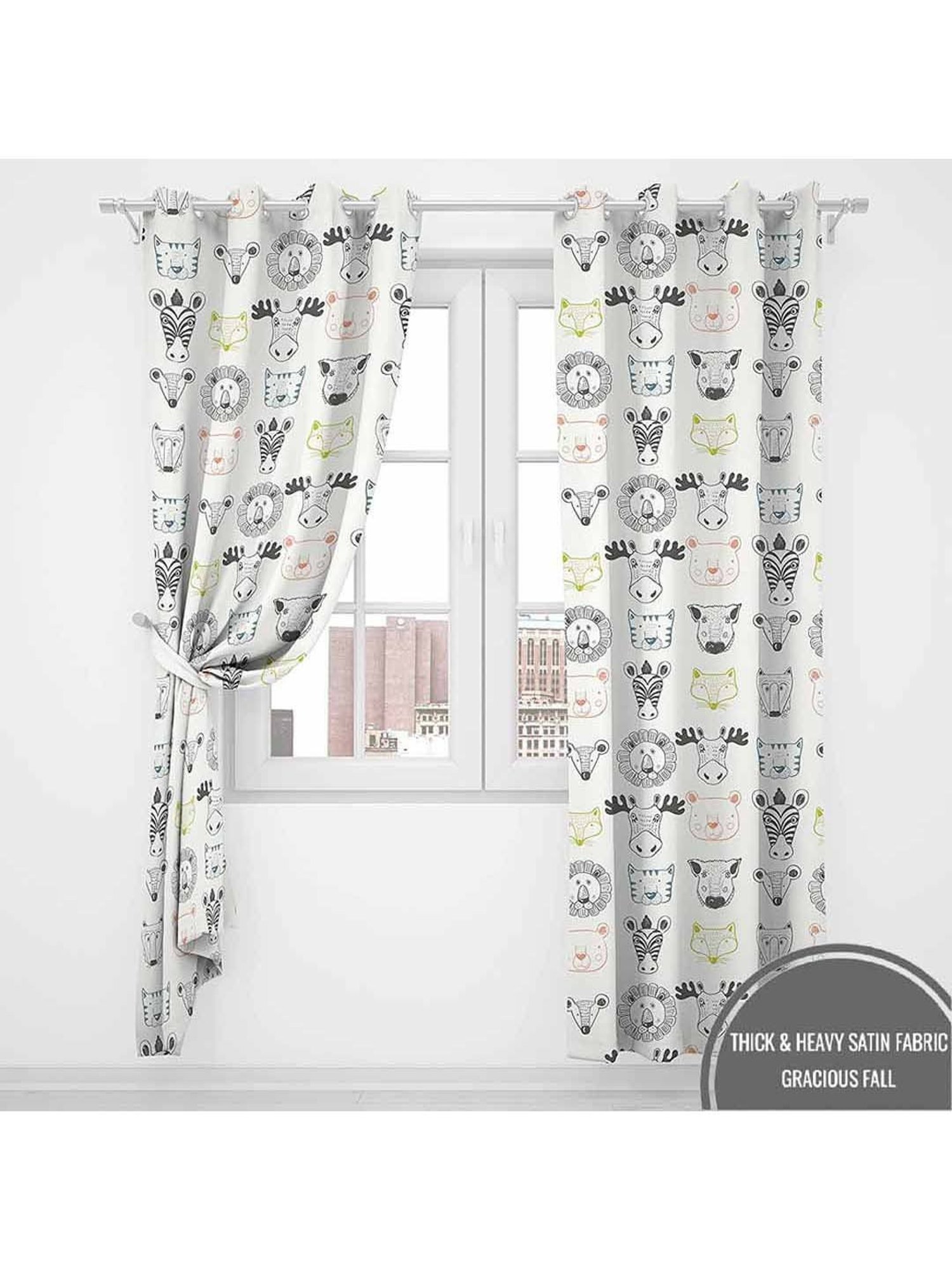 Urban Space White Polyester Door Curtain With Tieback & Eyelet