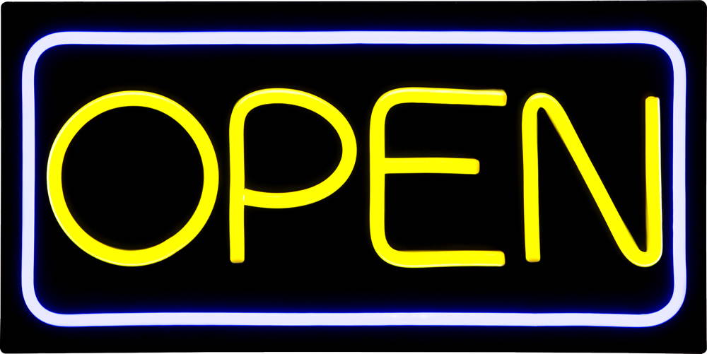 LARGE LED Open Sign With Remote! Very Bright! BD24-6 (24x12) Yellow & Blue
