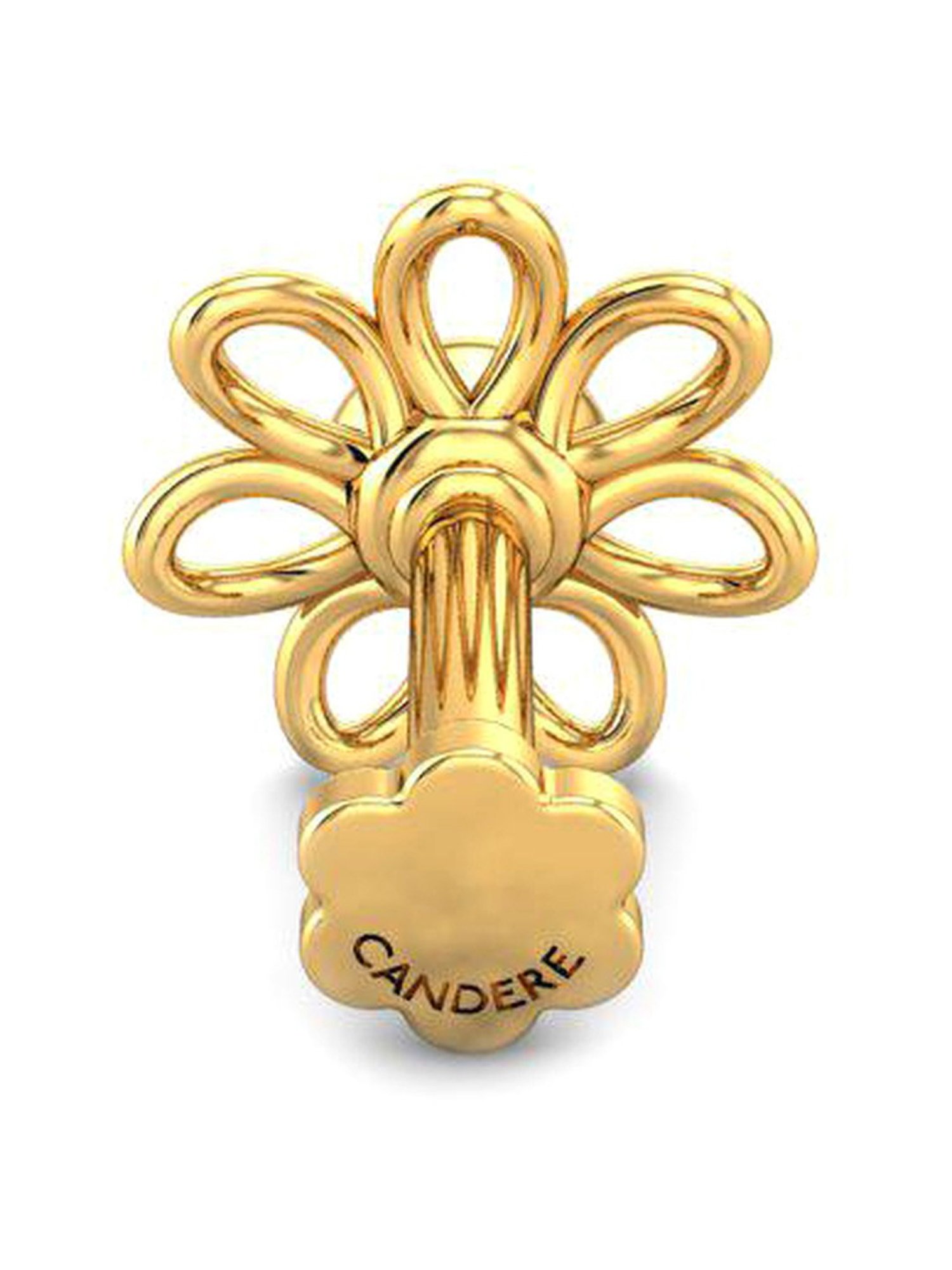 Candere by Kalyan Jewellers 18k Yellow Gold & Diamond Daisy Changeable Nosepin for Women