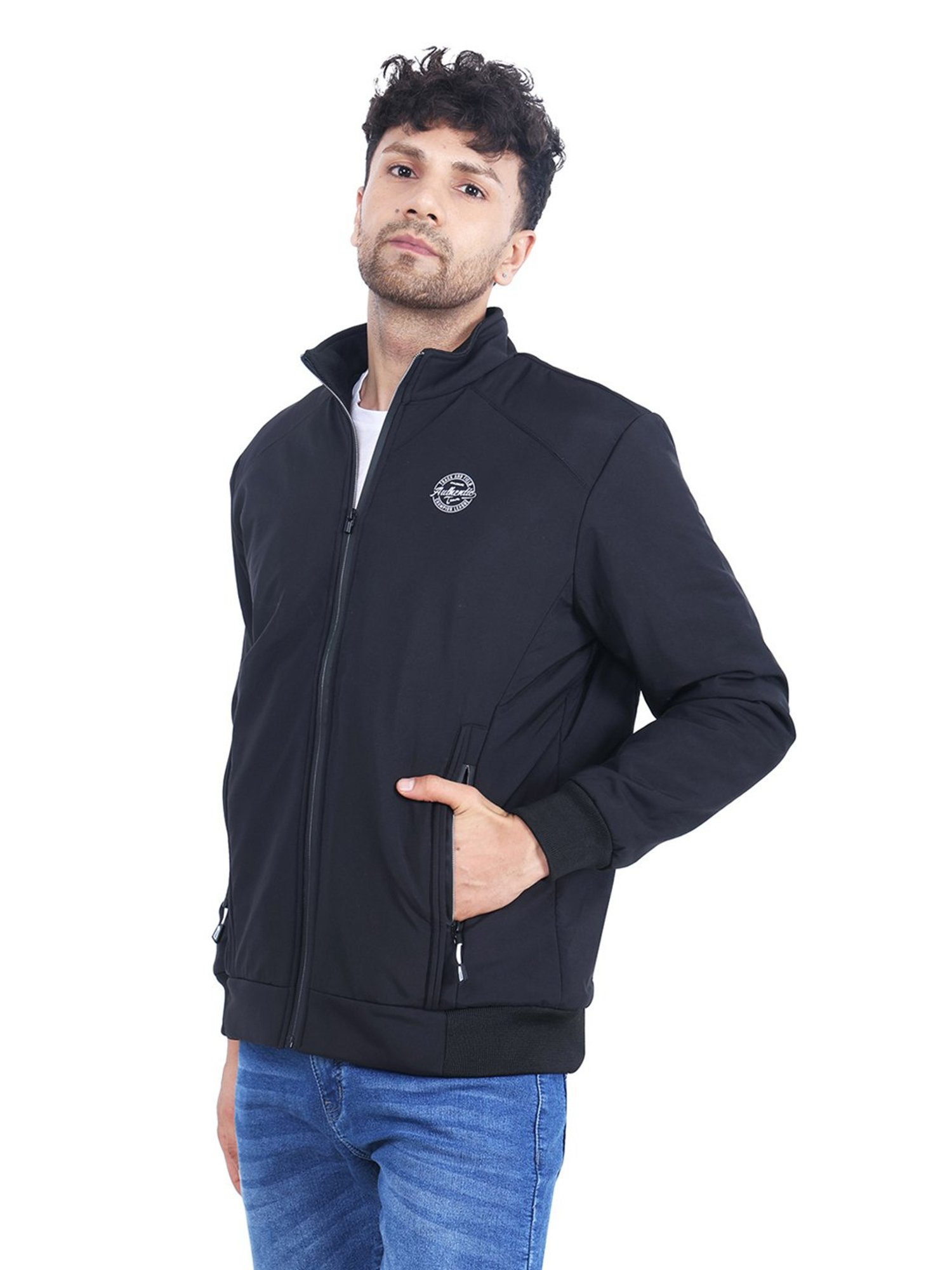 Dollar Black Regular Fit High Neck Jacket