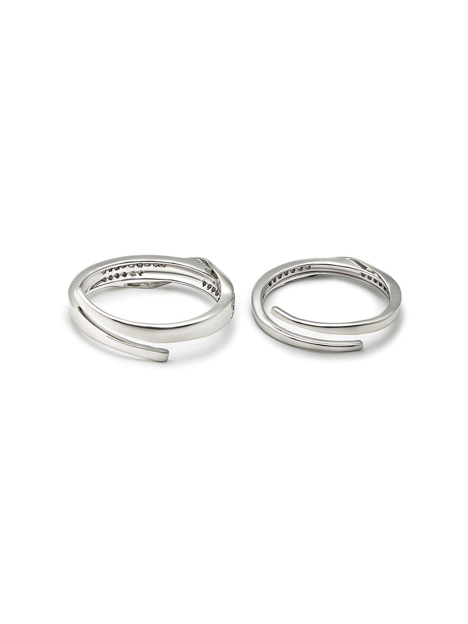 Silberry 92.5 Sterling Silver Forever Linked Couple Rings