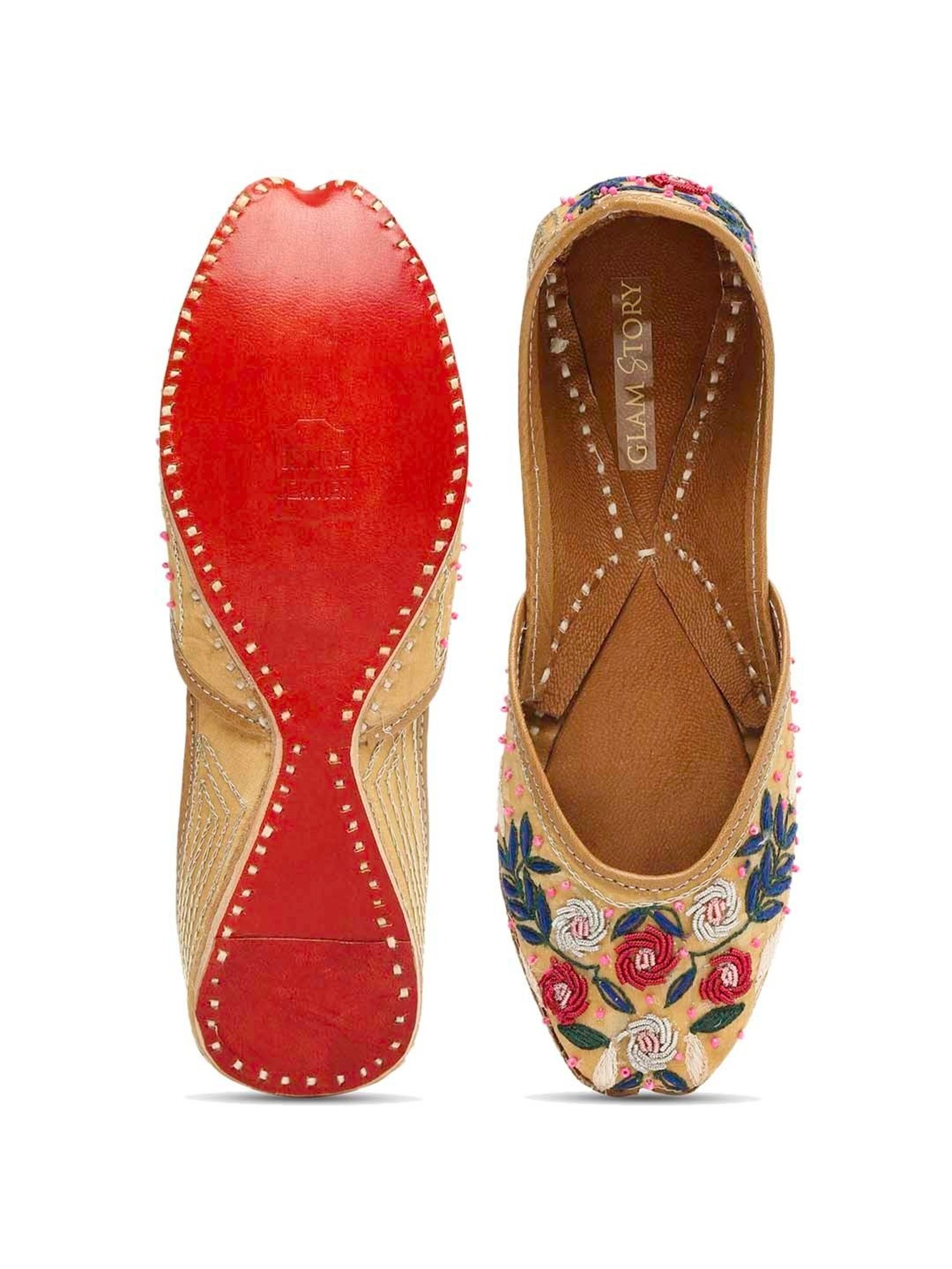Glam Story Women's Gold Ethnic Juttis