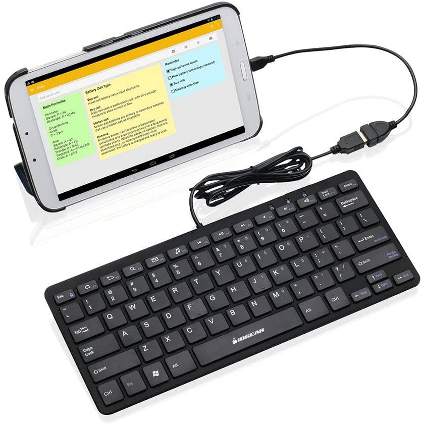 IOGEAR Classroom Portable Wired Keyboard for Tablets with OTG Adapter