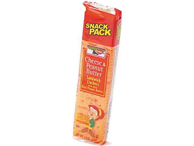Keebler 21165 Sandwich Crackers, Cheese & Peanut Butter, 8-Piece Snack Pack, 12 Packs/Box