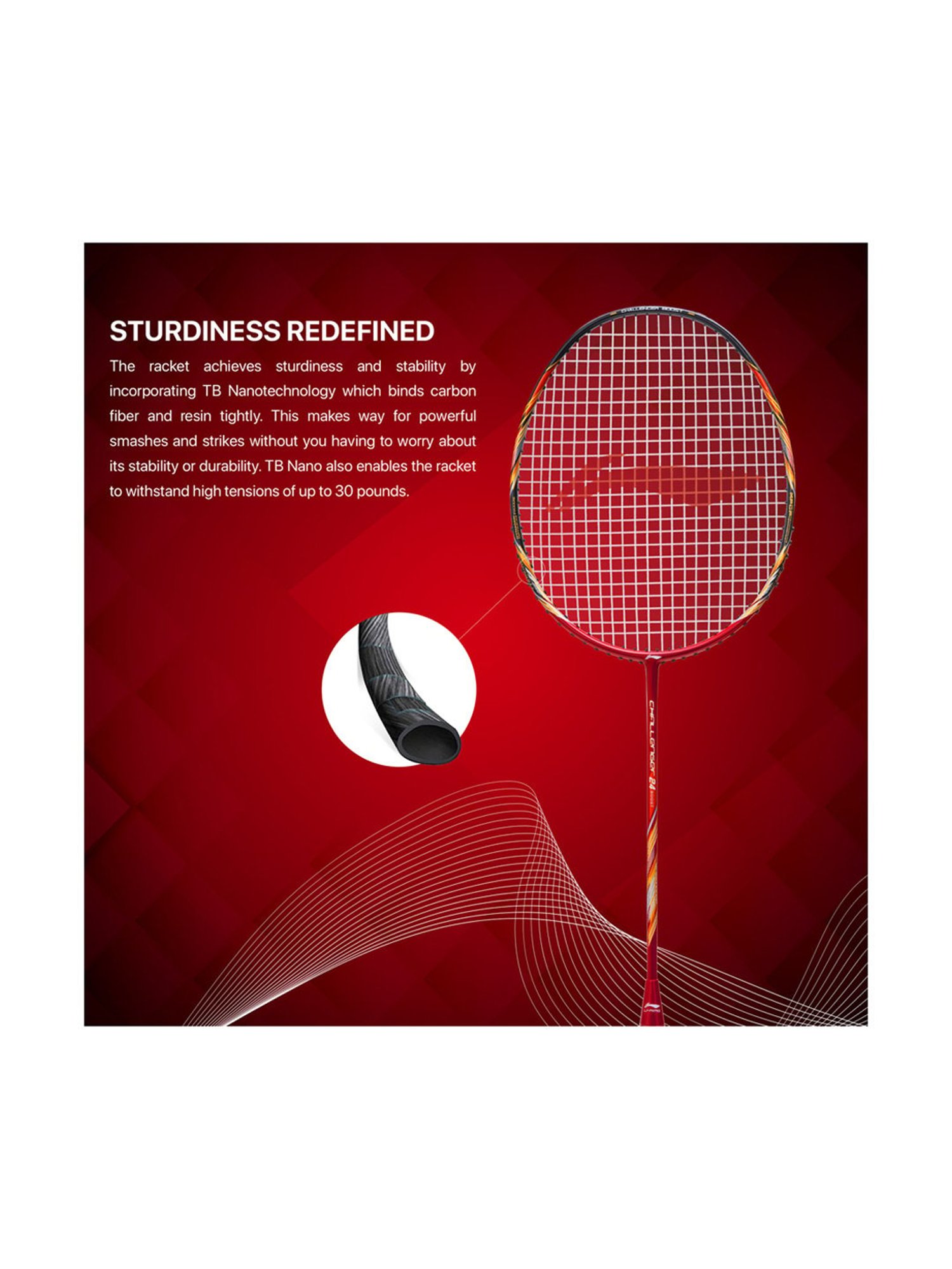 Li-Ning Challenger Boost Badminton Racket (Red) Size - Medium