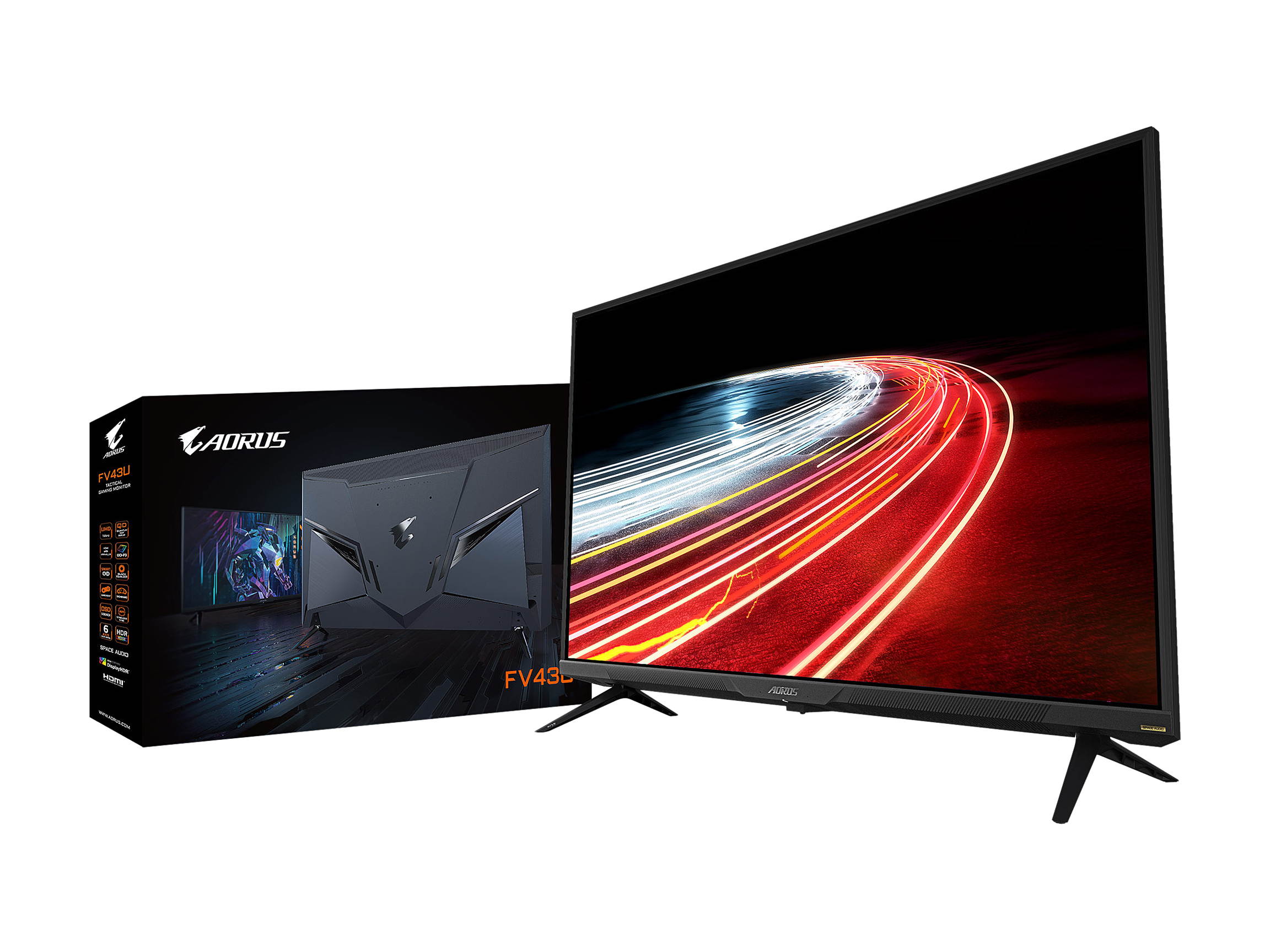 AORUS FV43U 43" QLED UHD 4K 3840 x 2160 144Hz 1ms (MPRT) FreeSync Premium Pro, 1 x Display Port 1.4, 2 x HDMI 2.1, 2 x USB 3.0, KVM w/ USB Type-C Gaming Monitor