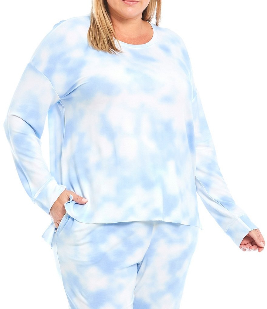Jasmine & Ginger Cloud Print French Terry Long Sleeve Coordinating Lounge Sweatshirt