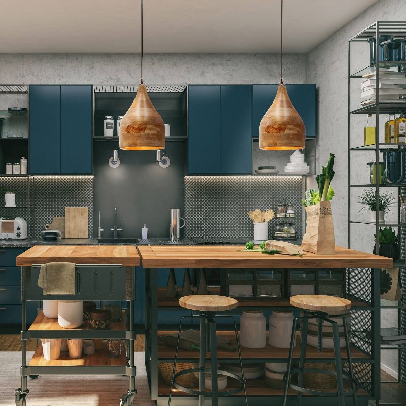 15" Bergen Teardrop Wood Pendant - River of Goods