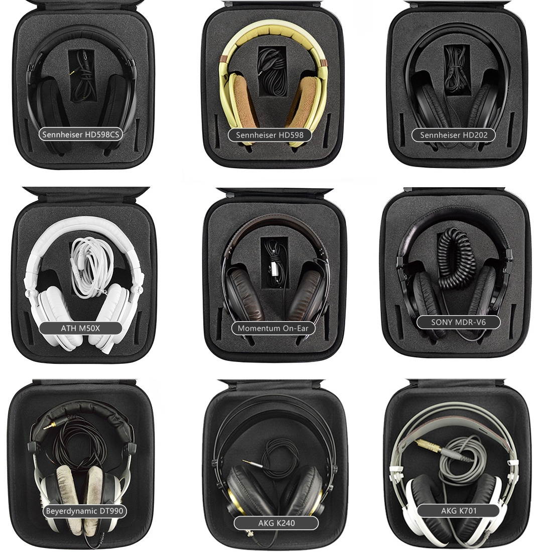 Geekria UltraShell Headphone Case for Sennheiser HD599, HD598CS, HD280PRO, HD650, AKG K361, K371, K167, K540, Beyerdynamic DT880pro, DT990 Headphones, Replacement Large Hard Shell Travel Carrying Bag