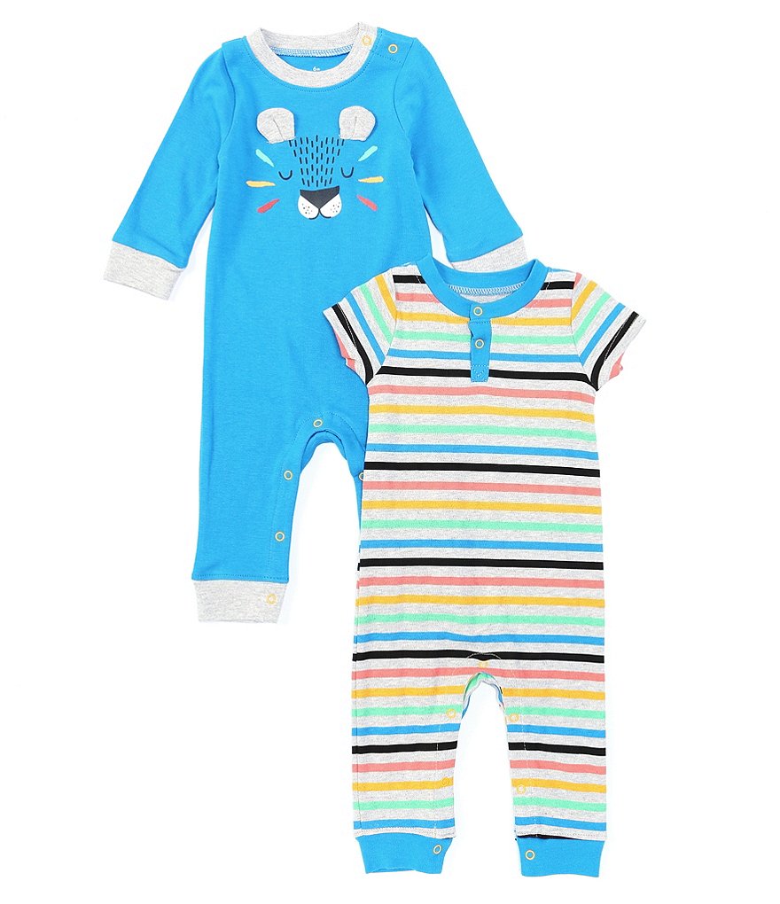 Baby Starters Baby Boys 3-9 Months Lion/Stripe 2-Pack Coveralls