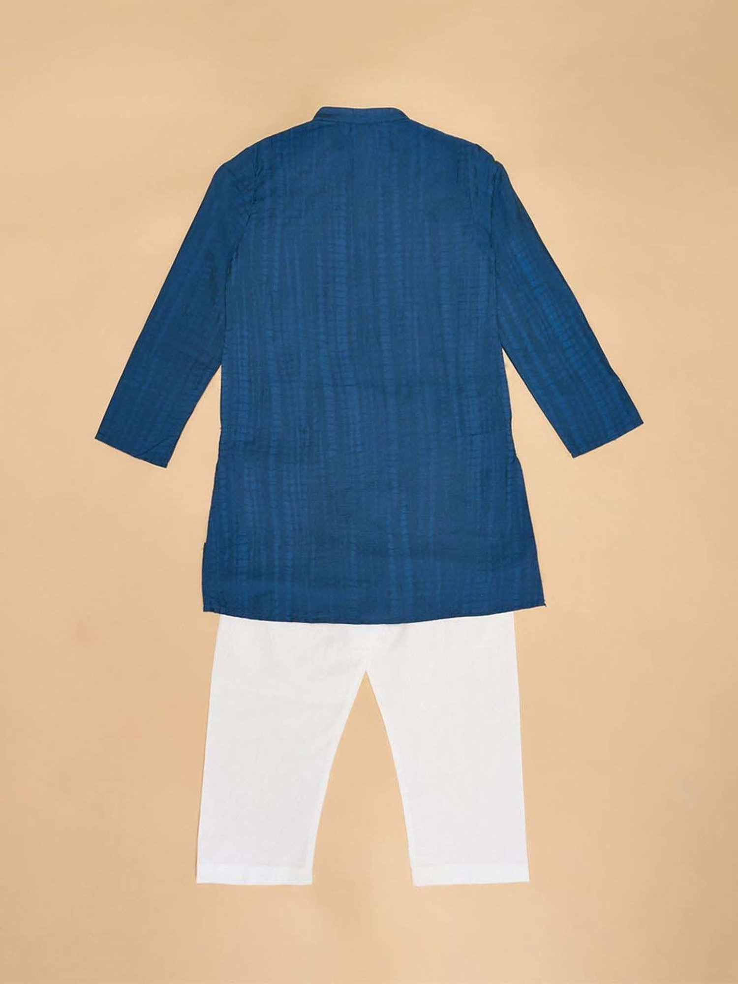 VASTRAMAY Boys Yellow & White Cotton Printed Full Sleeves Kurta Sets