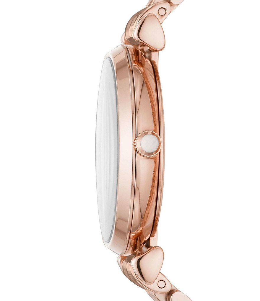 Emporio Armani Women's Pave Stone Two-Hand Rose Gold-Tone Stainless Steel Watch